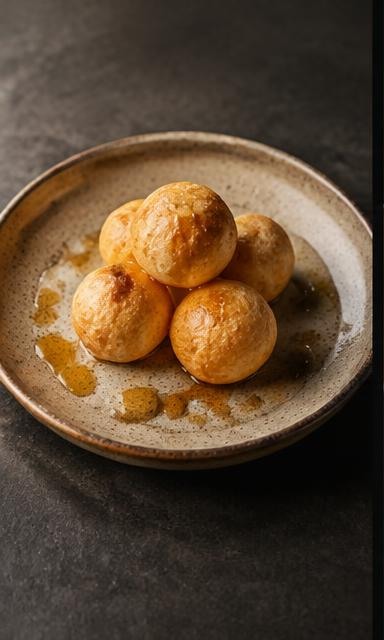 Pão de queijo de cura, prato conceitual brasileiro contemporâneo